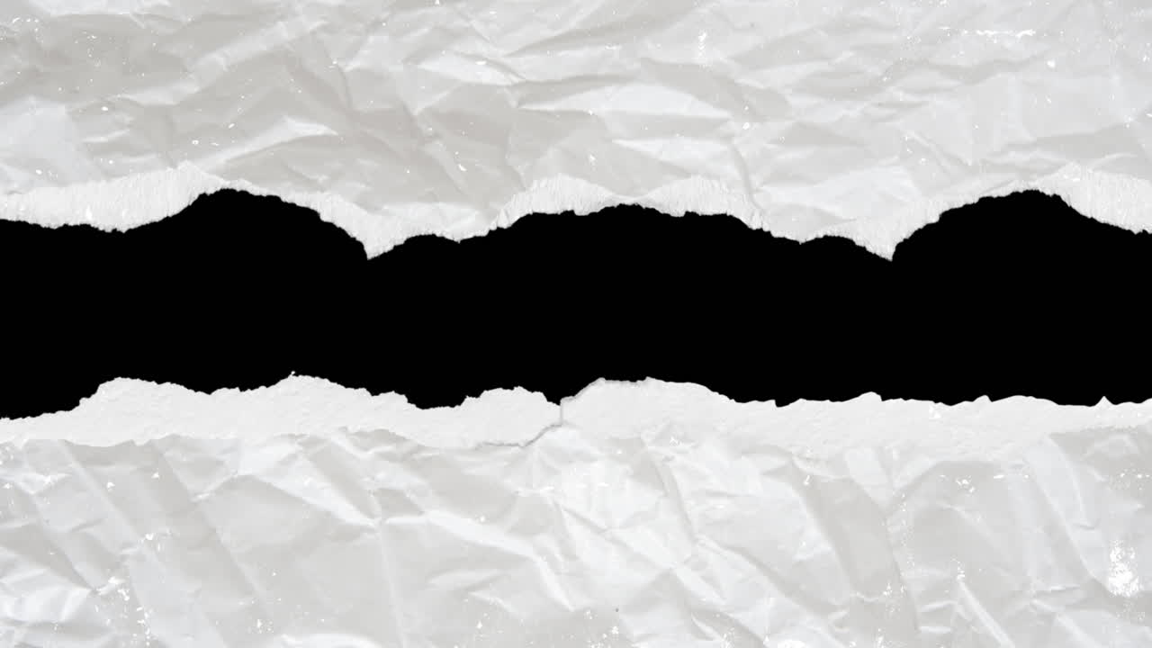 Animated White Crumpled Paper Tearing Transition with Alpha Channel
