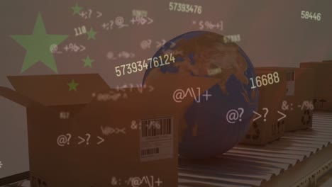 animación de números cambiantes en el mundo y paquetes