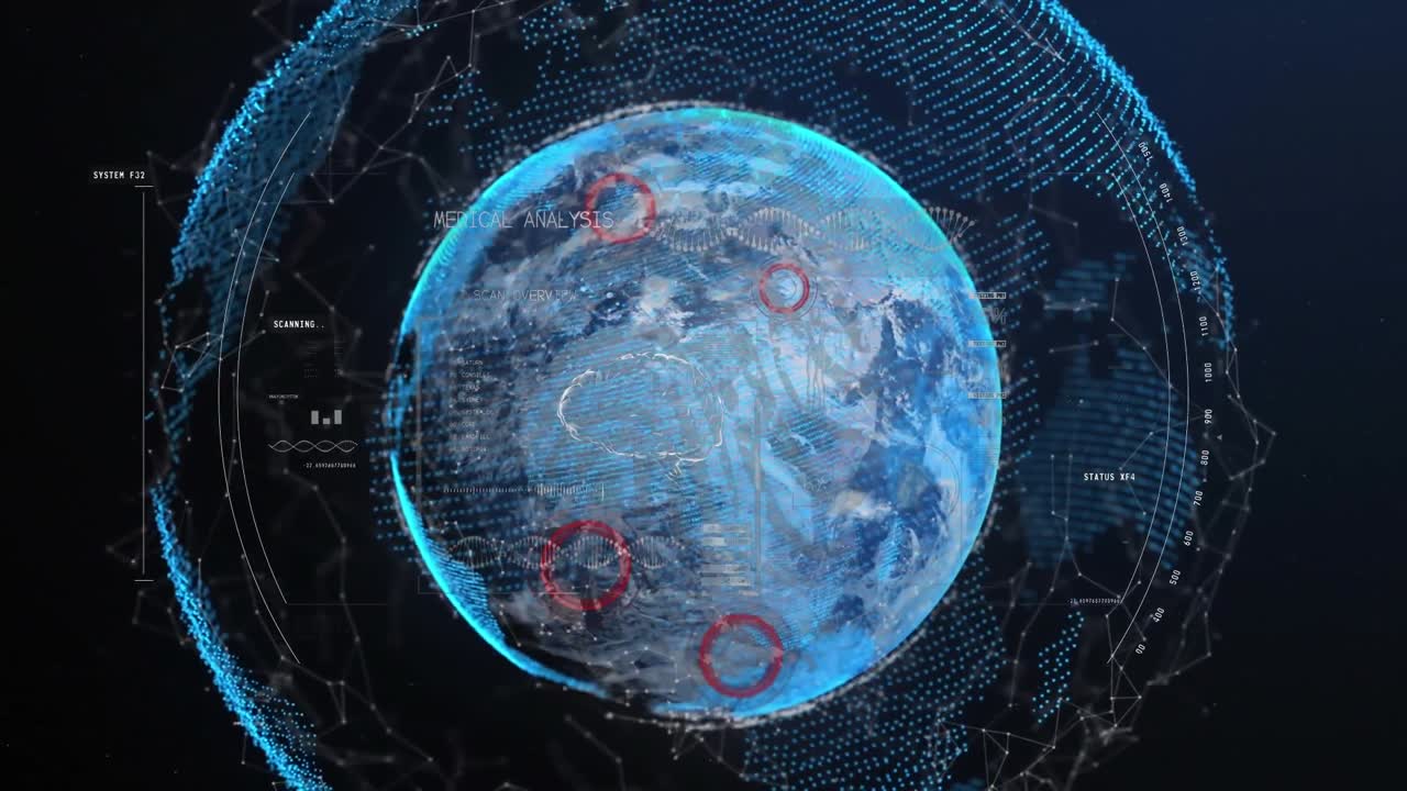 전 세계에 걸쳐 금융 데이터 처리의 애니메이션