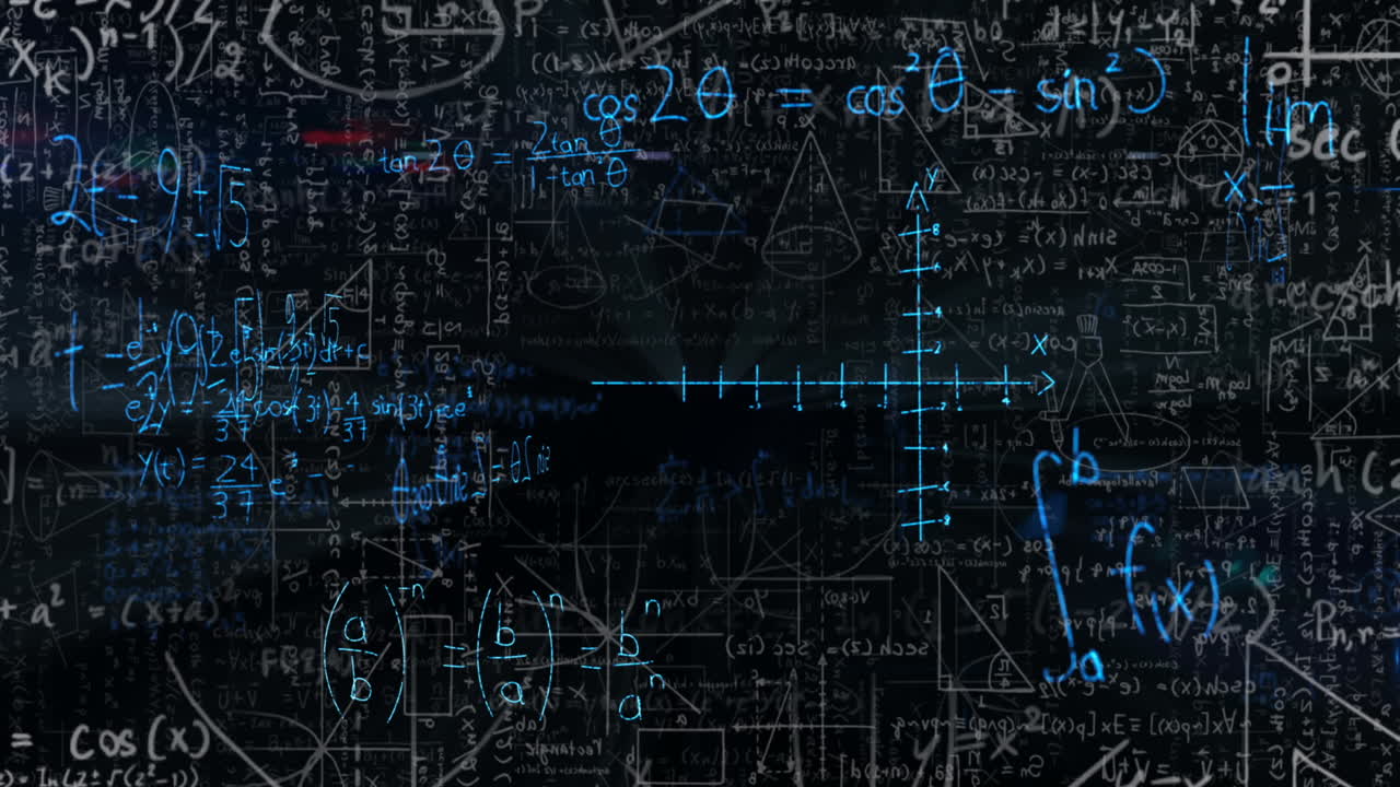 animación de ecuaciones matemáticas sobre un fondo negro