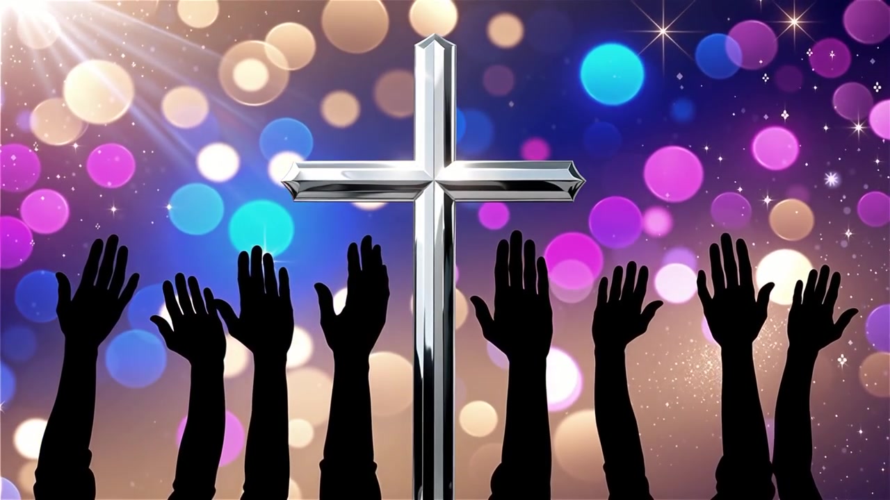 Christian Cross Heavenly Light Worship Background
