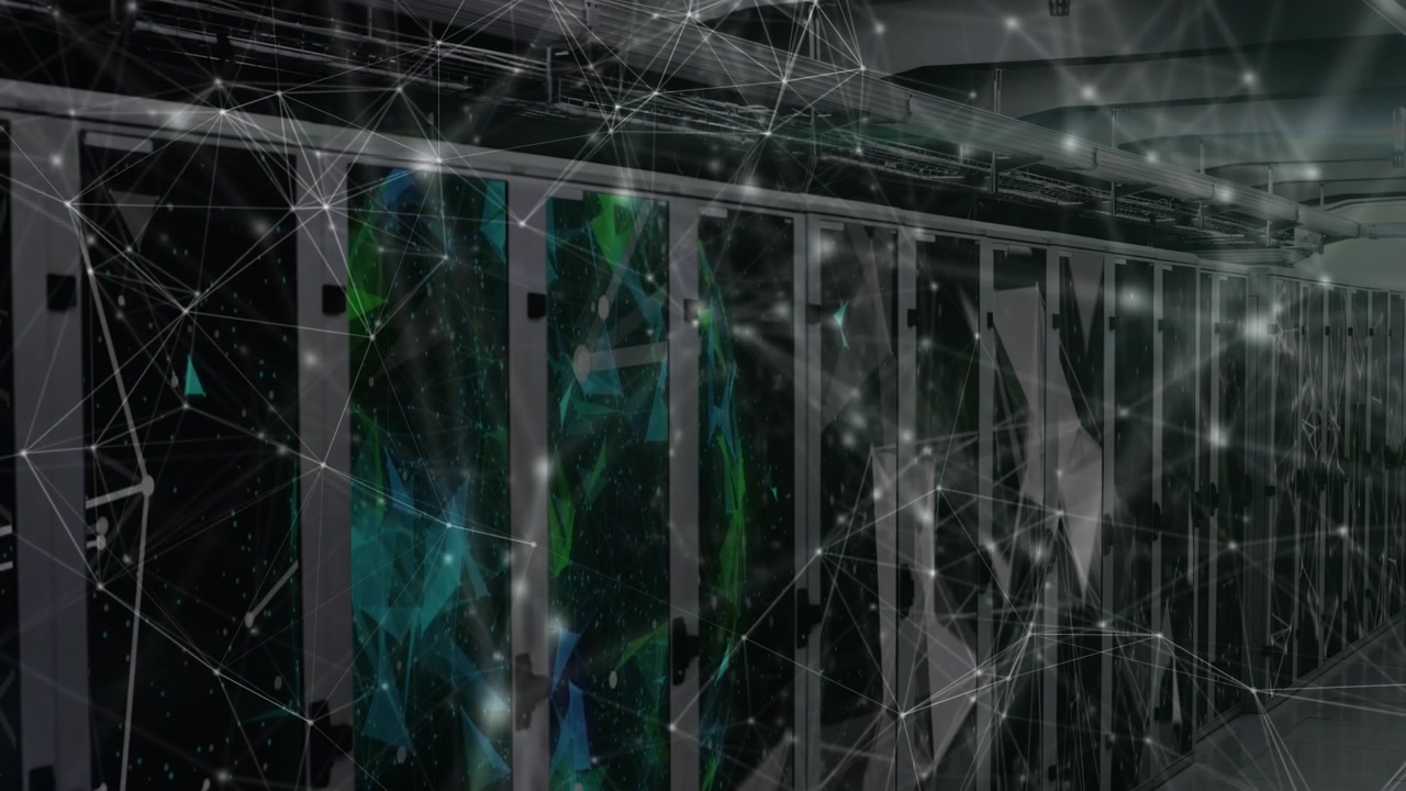 Animation of network of connections over server room