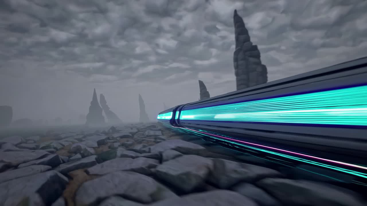 Futuristic Train on an Alien Planet