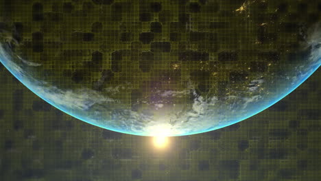 animación de rastros de luz brillante sobre el planeta tierra