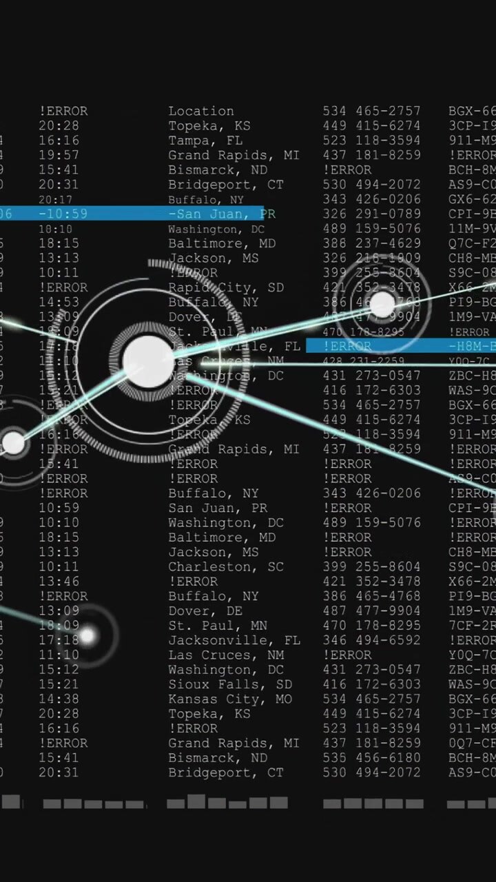 Cyan beams sparking hub pulsing, linking nodes, while cyan bars scanning text columns for security