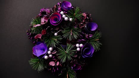 christmas wreath on black background