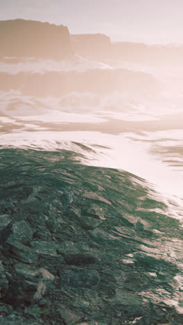 rocks and hills under the snow