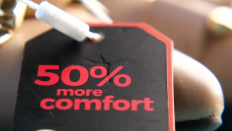 50% more comfort tag on a shoe