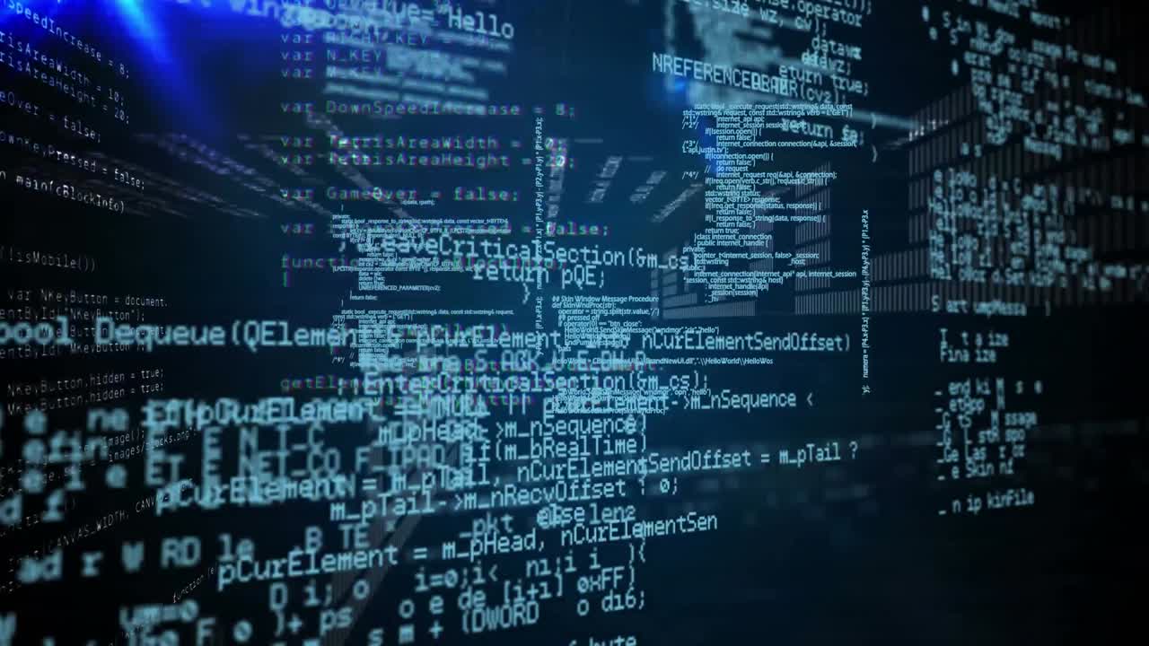 Animation of data processing over glowing lights