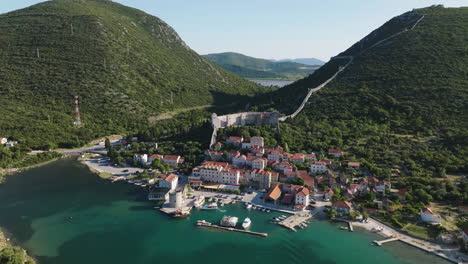 aerial shot of the town of ston in croatia, europe