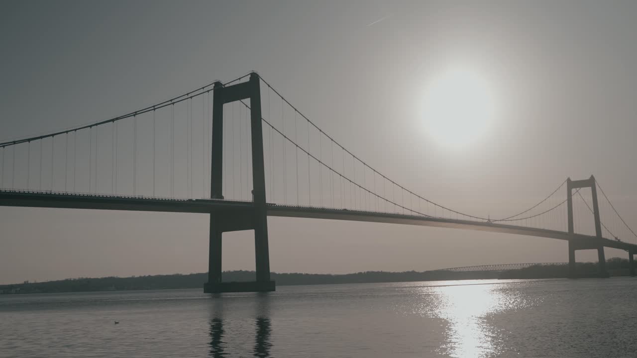 Lilleb&aelig;lt bridge during sunset. In Middelfart, Denmark