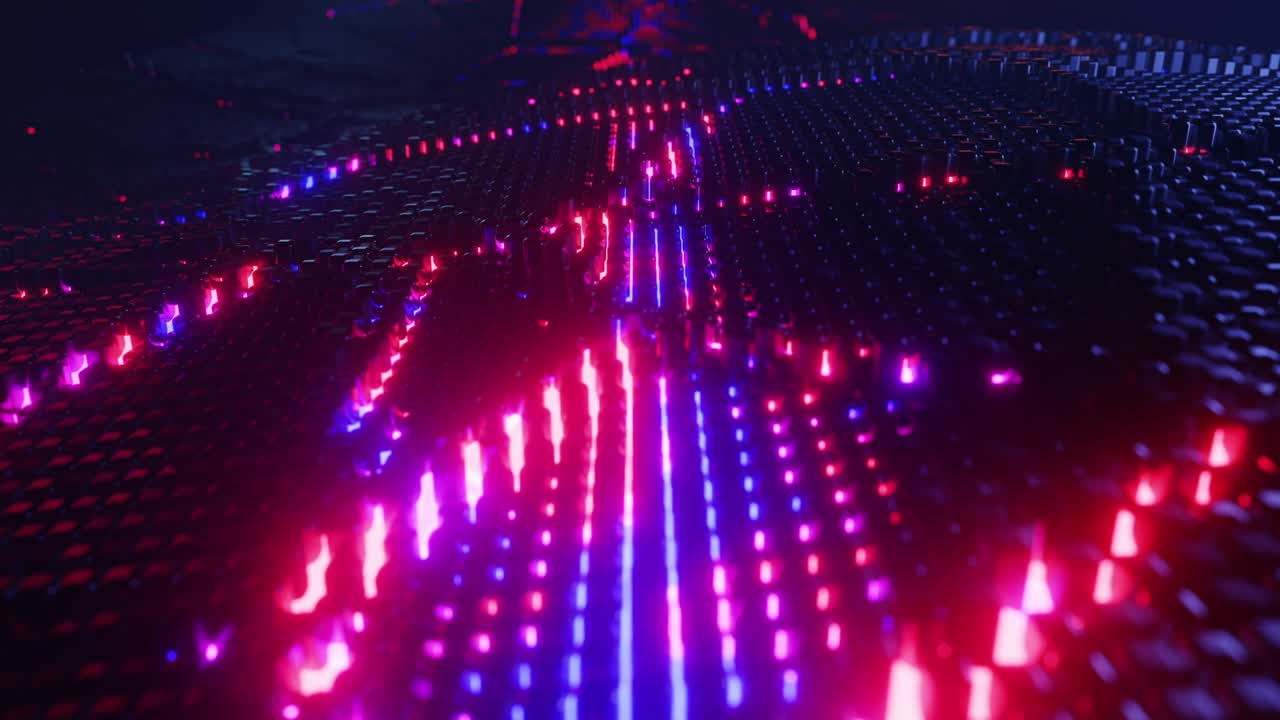 Audio visualization in the form of luminous waves. Infinitely looped animation.
