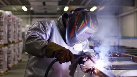 industrial welding process in a factory