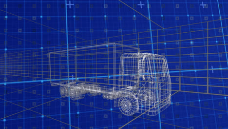 animación de dibujo de coche 3d conduciendo sobre la cuadrícula