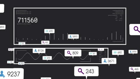 animación de iconos de medios sobre el procesamiento de datos