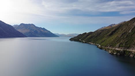 Lago-Wakatipu,-Queenstown,-Nueva-Zelanda.-Paisaje-Aereo