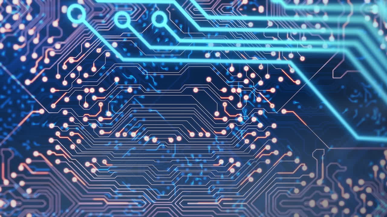 파란색 배경 위의 데이터 처리 애니메이션