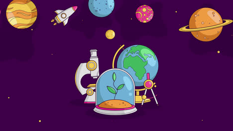 ilustración educativa de la ciencia y la exploración espacial