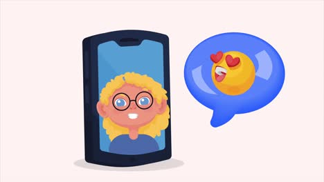 smartphone device with blond woman animation