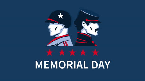 happy memorial day lettering with old soldiers and stars