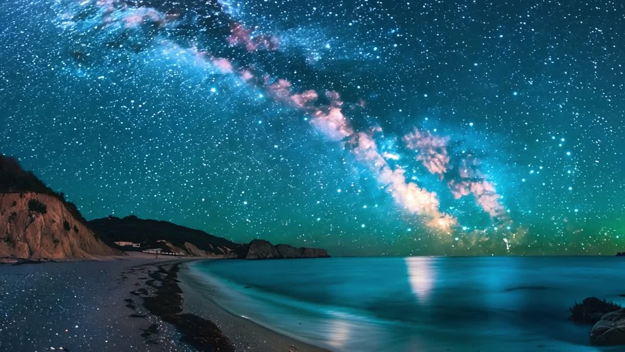 Night sky over a beach