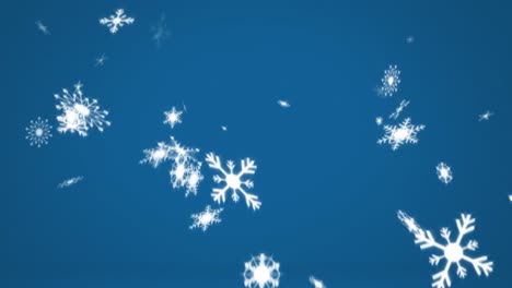 animación de nieve cayendo sobre un fondo azul