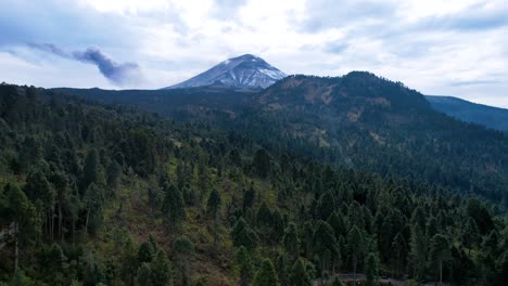 drone-shot-descending-from-an-active-volcano-in-Mexico