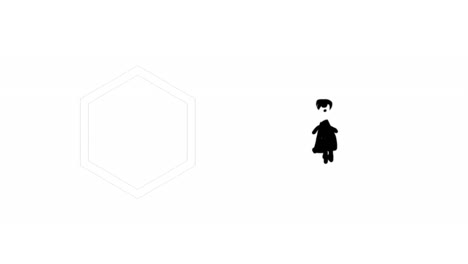 ⁇  배경 에 있는 육각형 모양 과 소녀 아이콘 의 디지털 애니메이션