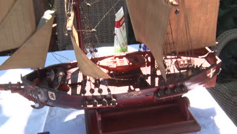 a model of an old ship from the last century