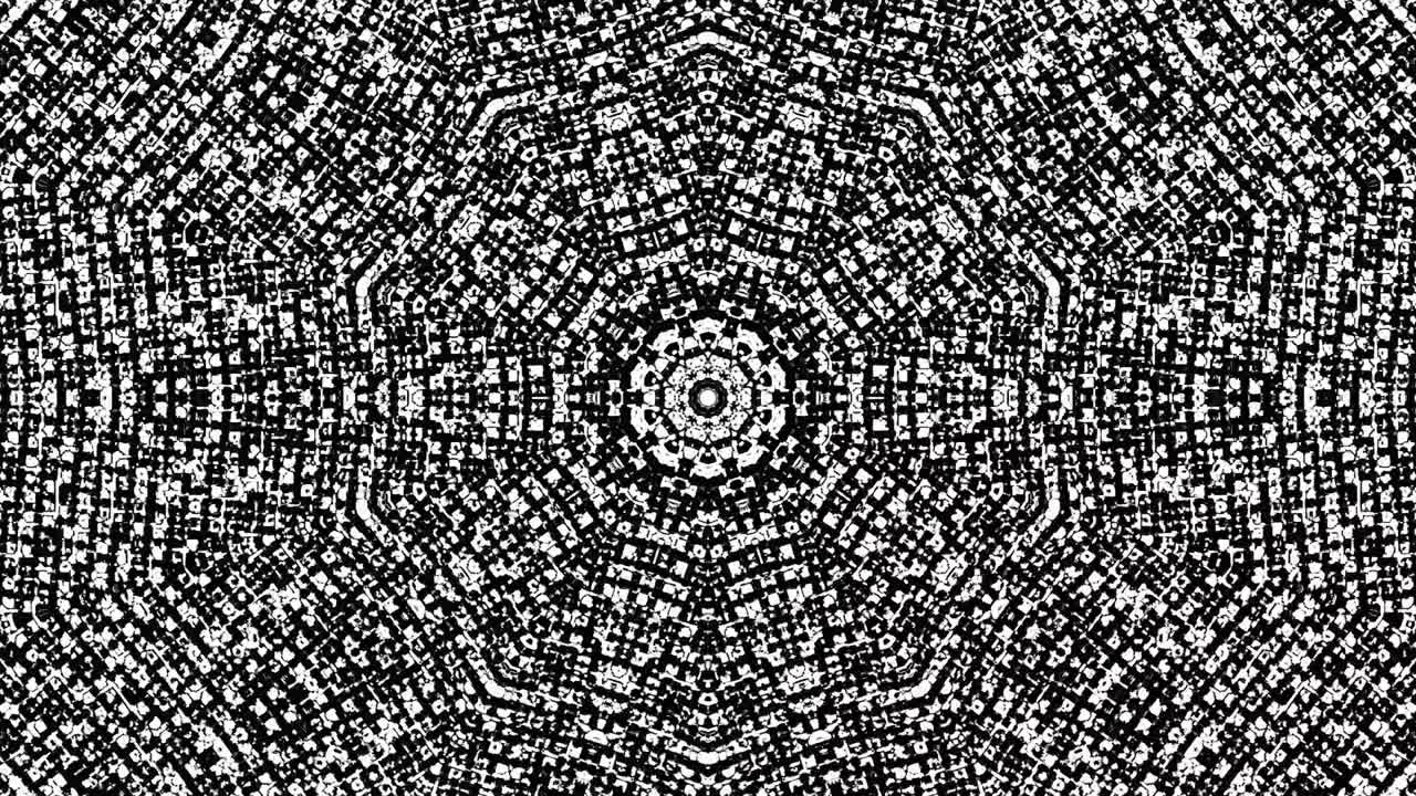 circle shape set of dots wave motion, colorful, on black background