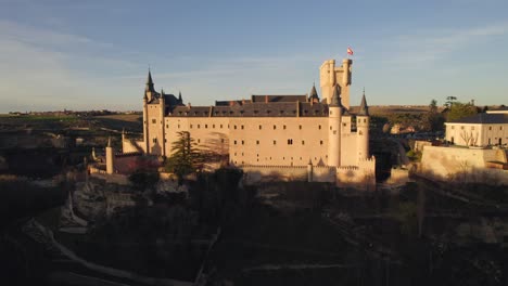 aerial ascent focusing on alcazar of segovia in the disney castle inspiration of the cinderella