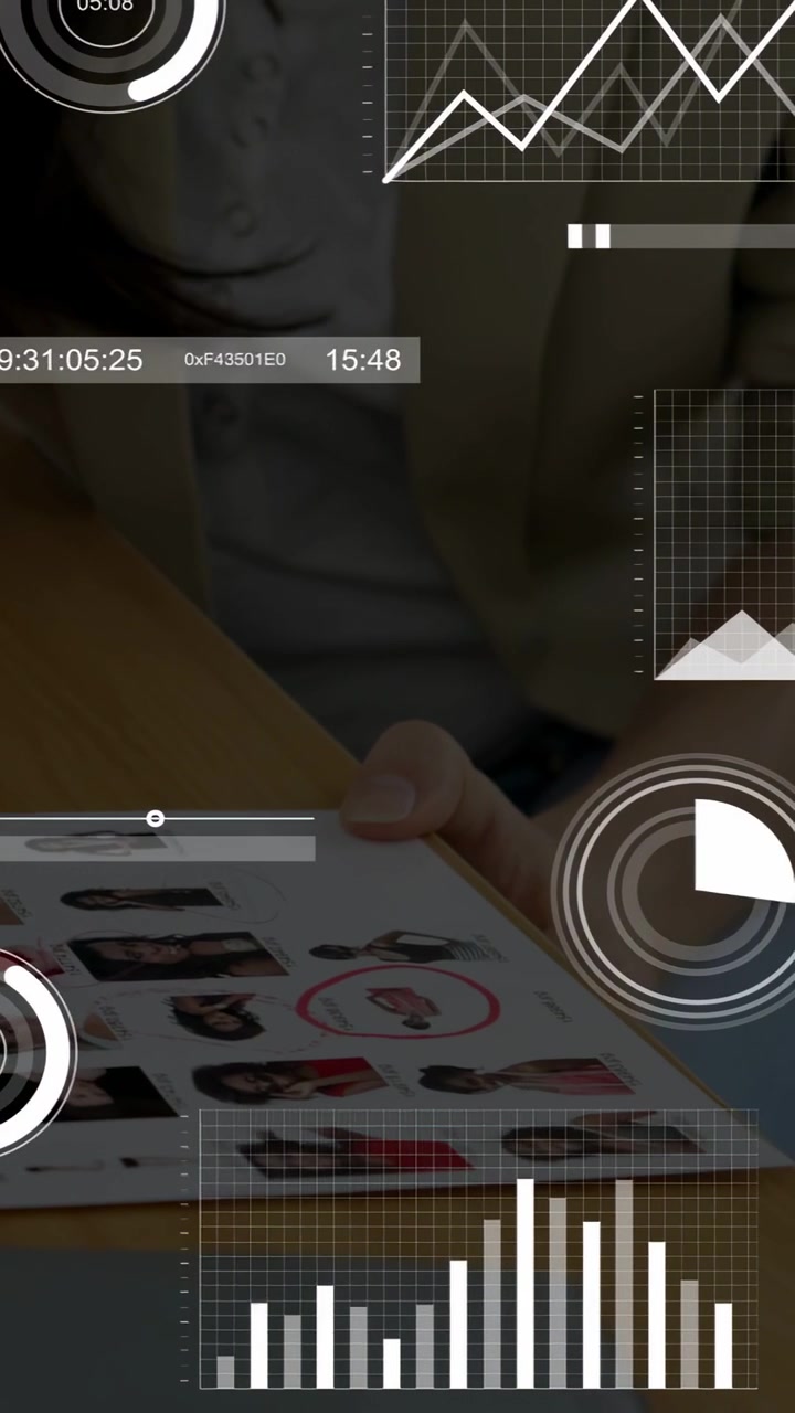 Vertical video: Recruiter marking portrait grid tapping tiles and updating HUD charts for selection