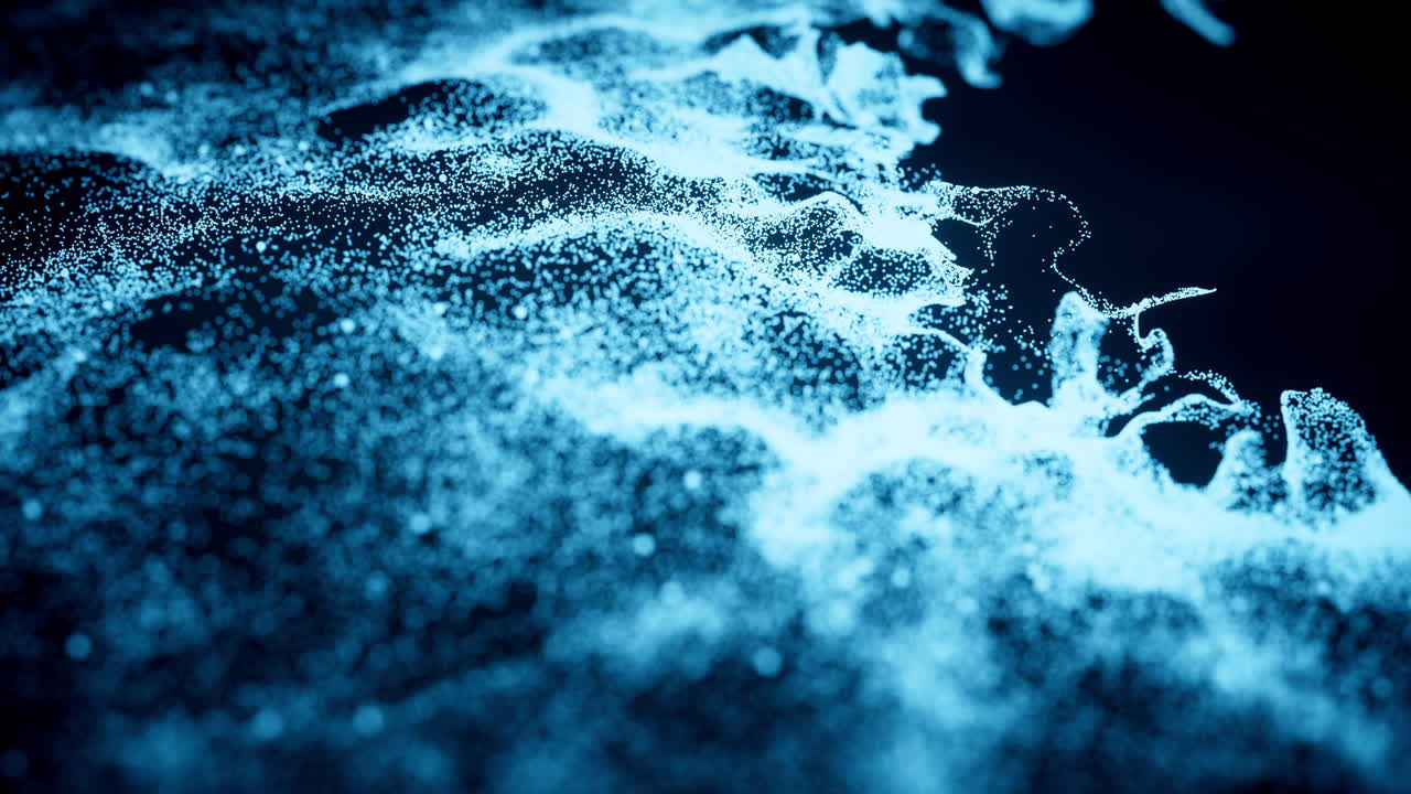 파동 패턴을 가진 추상적인 입자, 3d 렌더링