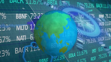 Animación-Del-Procesamiento-De-Datos-Y-Globo-Sobre-El-Mapa-Mundial