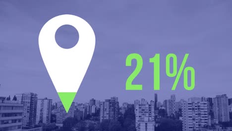 location pin and percentage over landscape