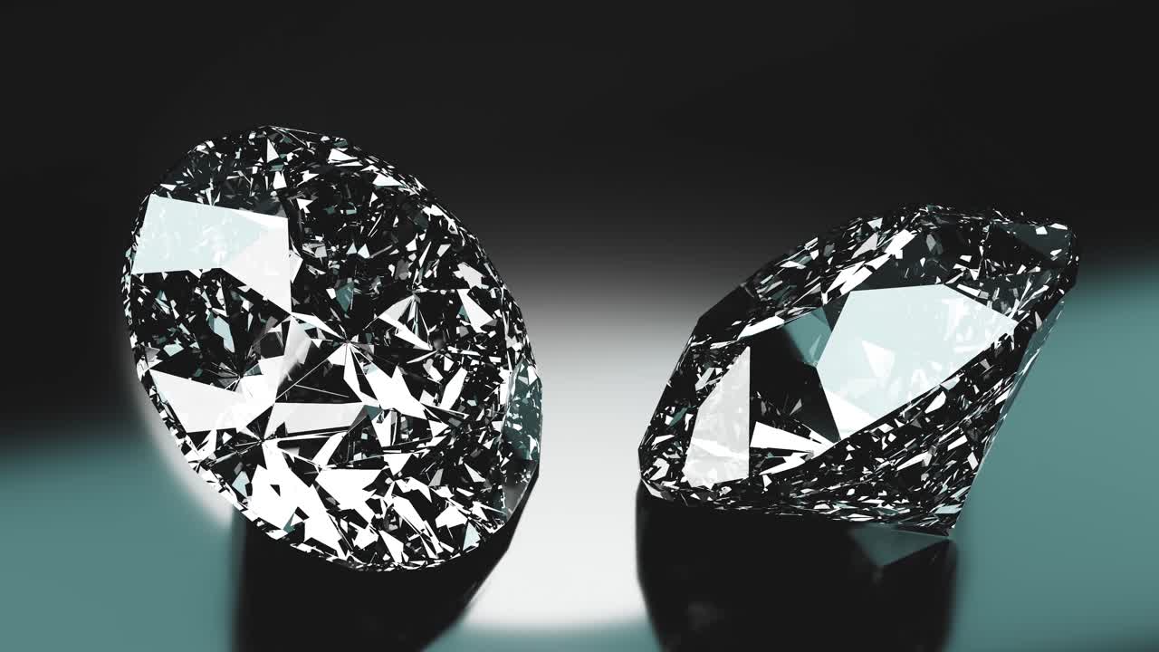 Two Sparkling Diamonds on a Dark Reflective Surface