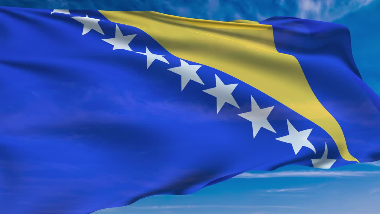 보스니아 헤르체고비나의 발은 구름이 가득한 하늘을 배경으로 천 구조로 (loopable)