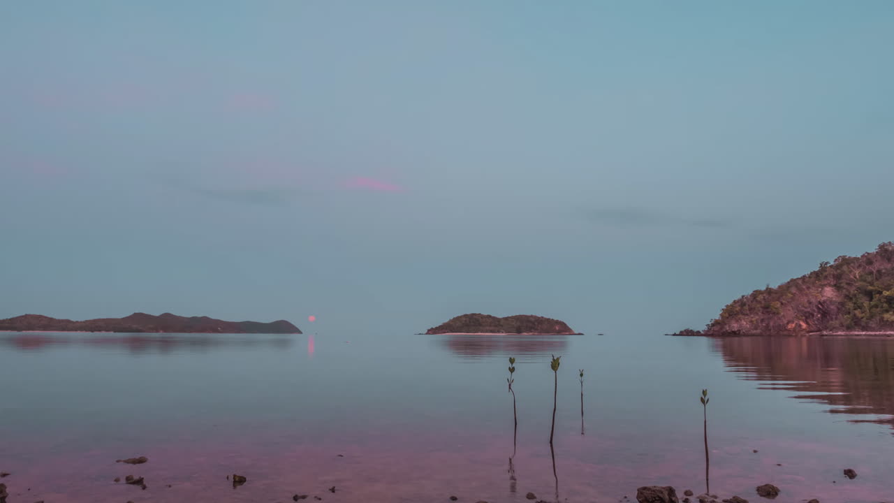 таймлапс заката на пляже во время отлива