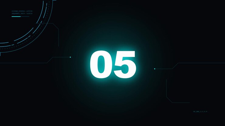 Digital Countdown Timer with Futuristic HUD Interface