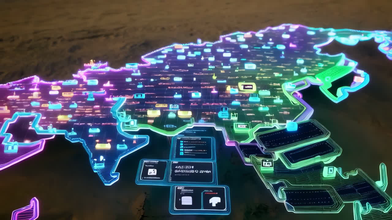 Futuristic Global Industrial Network Map