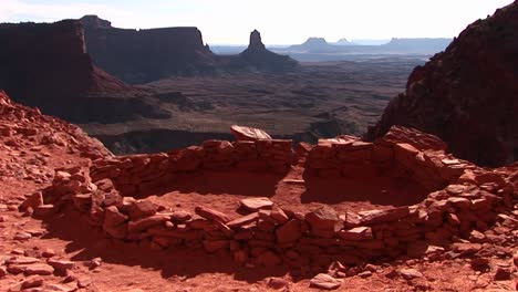 medium shot of an ancient indian campground in canyonlands national park