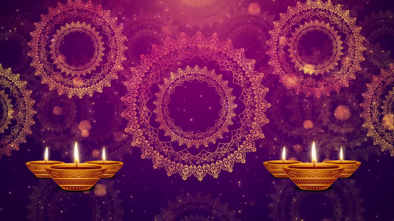 Sfondo del Festival Diwali delle Luci. Animazione elegante con lampade e particelle per celebrazioni.