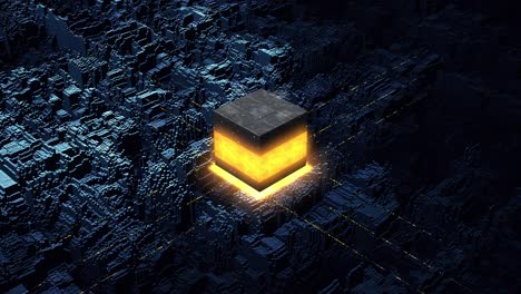 el núcleo del sistema activado por una clave encriptada. minería de datos animación 3d.