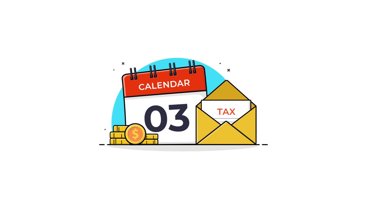 Concetto animato di scadenza fiscale con calendario e denaro