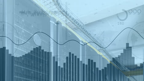 Animation-Mehrerer-Diagramme-Und-Zahlen-über-Dem-Datensicherheitsraum