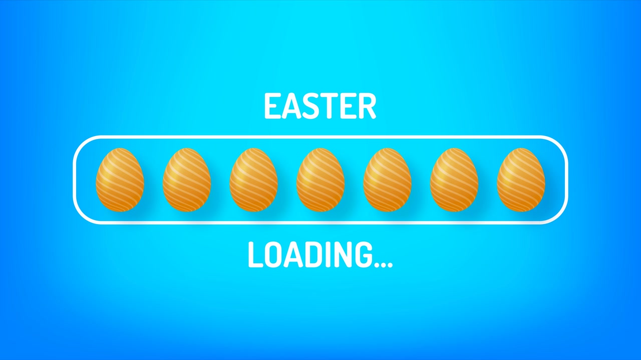 Progress bar animation happy Easter Loading and decorated orange egg in realistic style. 4k Easter video animation with alpha matte channel