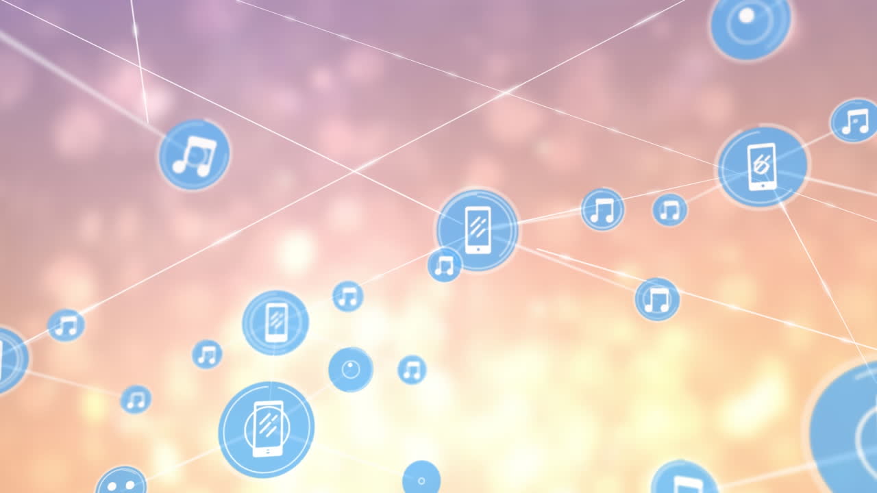 아이콘으로 연결된 네트워크의 애니메이션