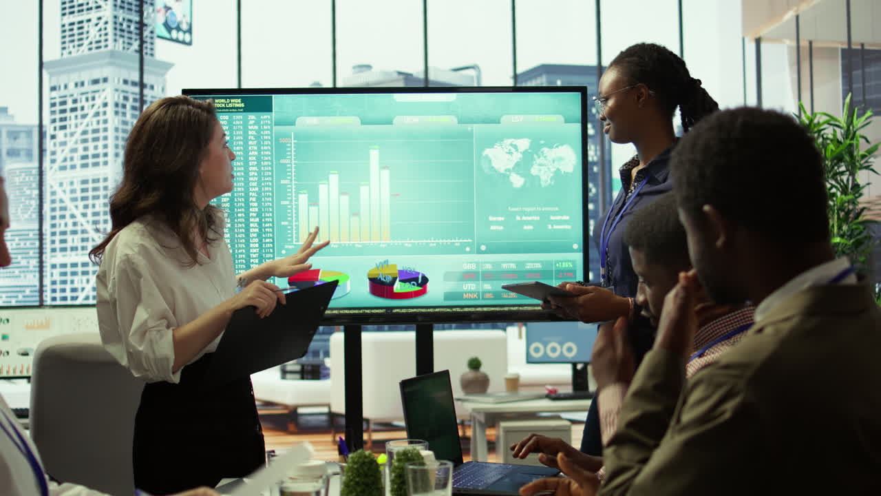 Coworkers engaging in a problem solving meeting at a corporation