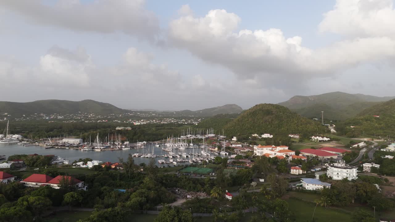 Aerial View of a Marina in a Tropical Island