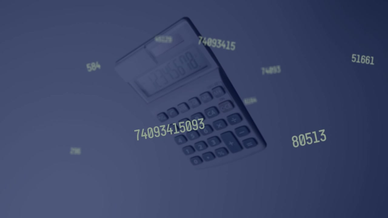 Animation of numbers floating over vintage calculator
